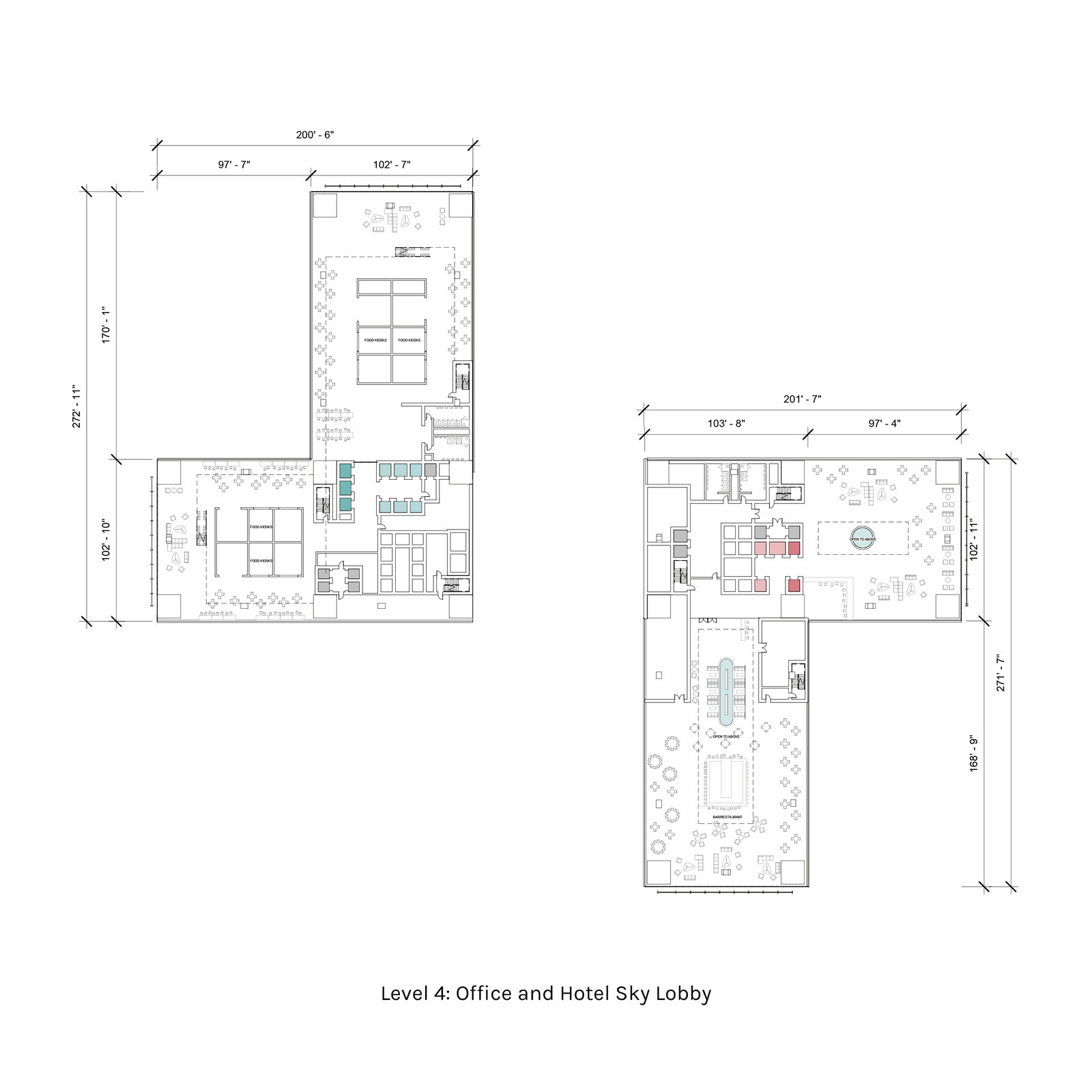 The Chicago Gateway — tower floor plans resolving into a cruciform
