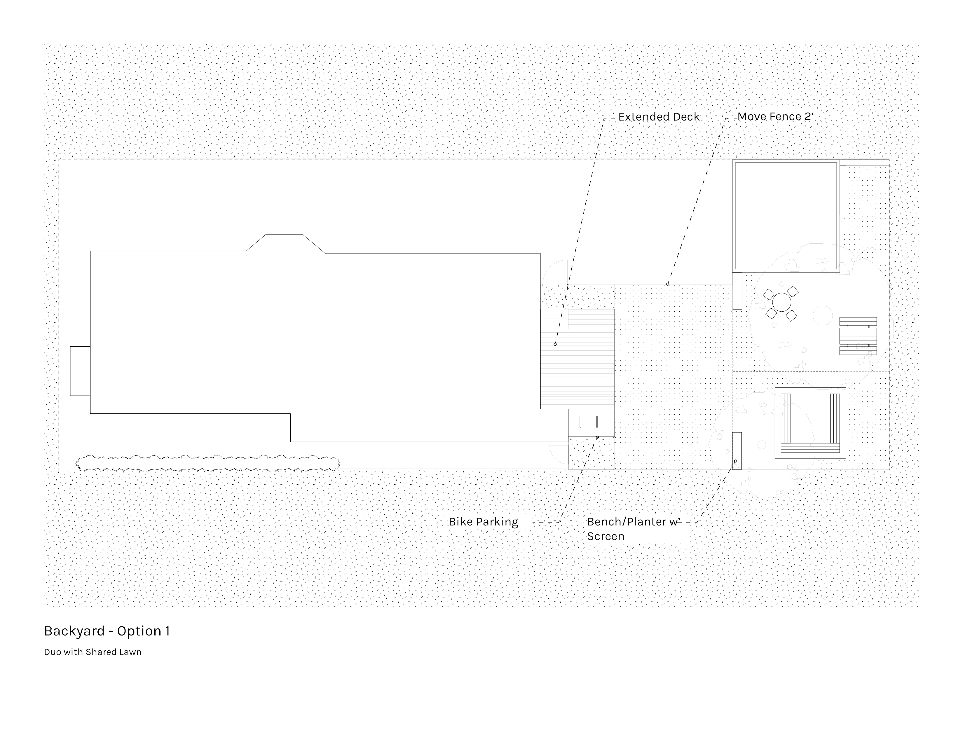 Backyard No. 1 — plan option 2 with open yard and grill area