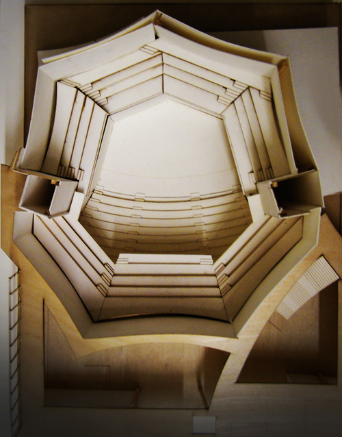 MERIT Music Conservatory — street perspective of the concert hall entry