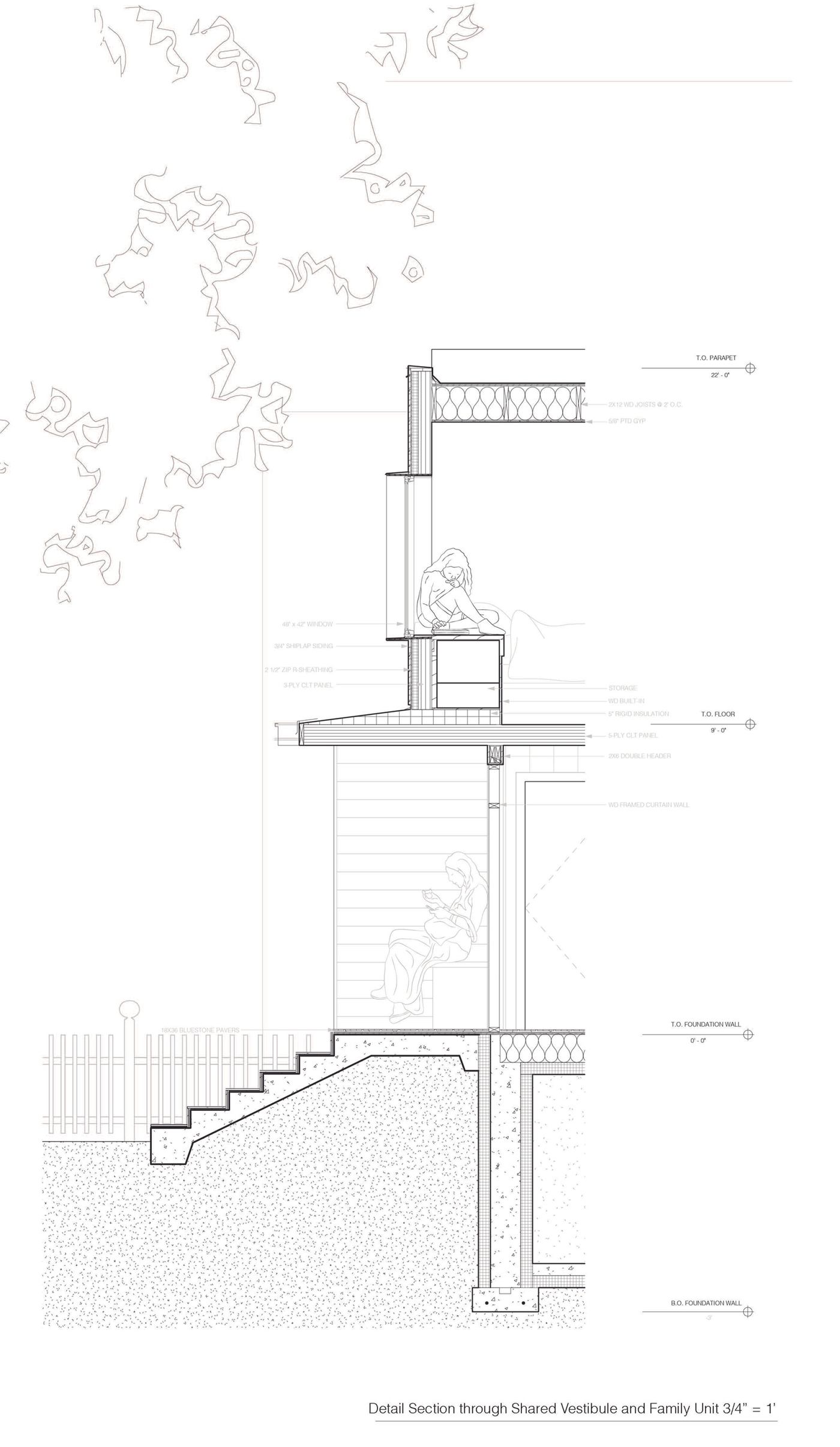 Courtyard House — presentation board of plans and sections