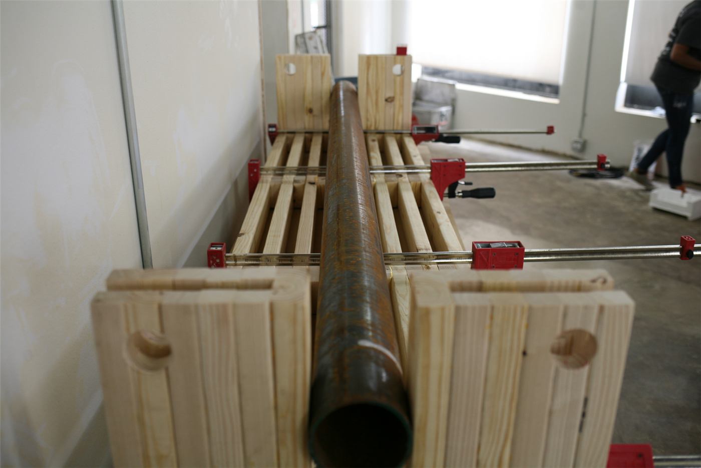 Bus Bench — fabricating the steel frame in the shop