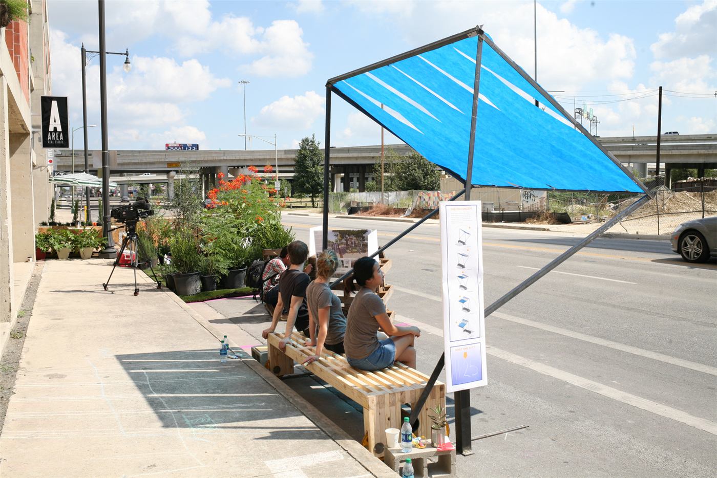 Bus Bench — completed prototype casting afternoon shade