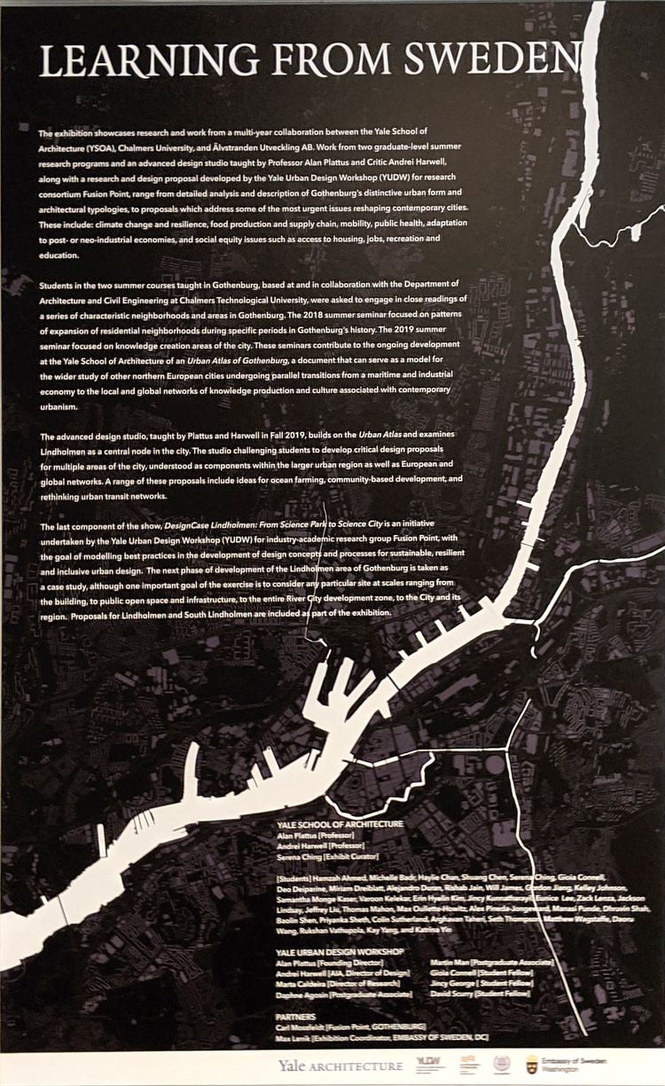 Learning from Sweden — exhibition banner at the Swedish Embassy