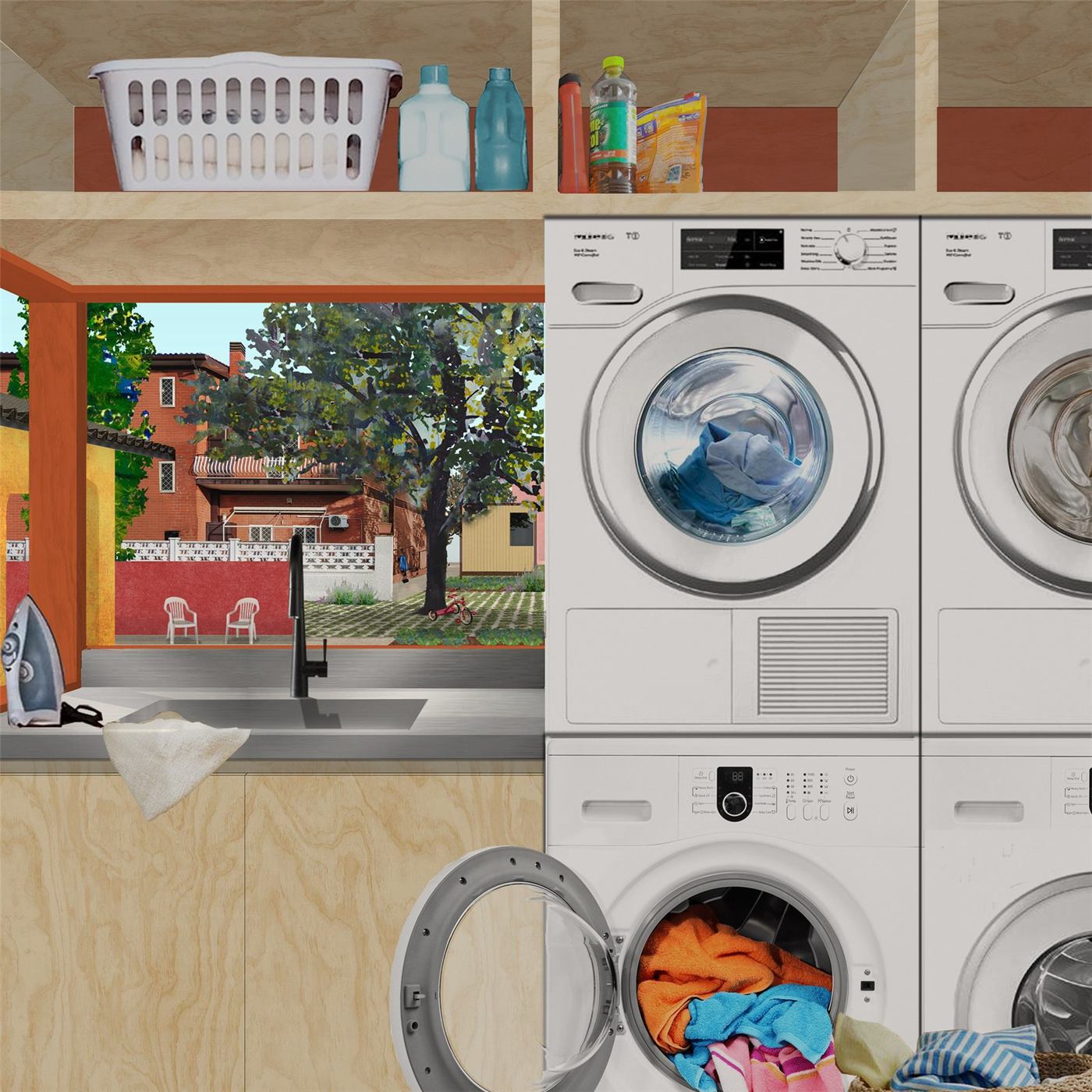 Labor of Love — render of the communal laundry sinks on the boulevard