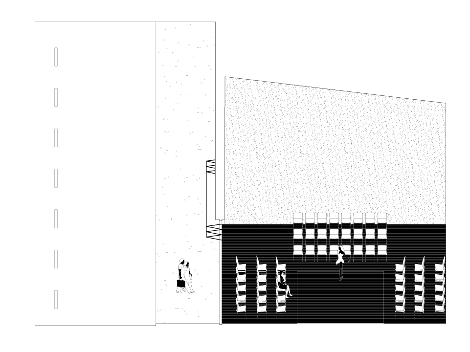 Kintsugi — oblique drawing of the auditorium
