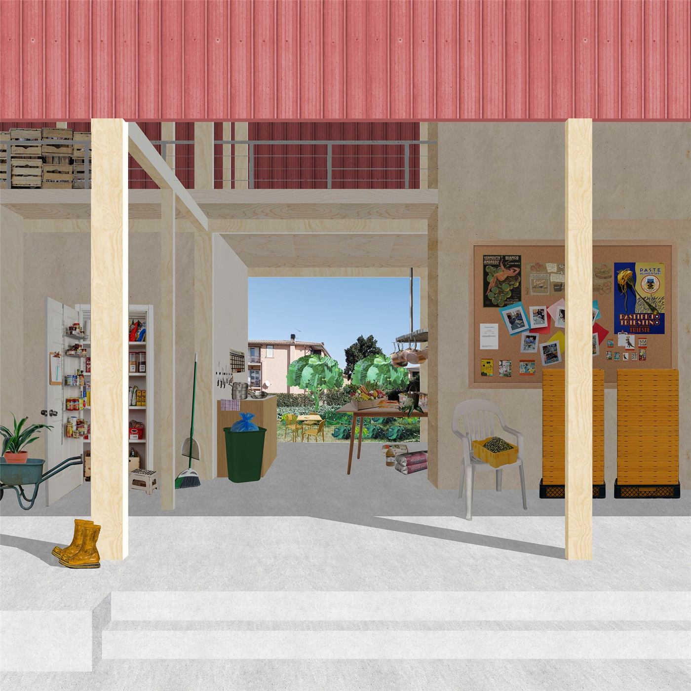 Labor of Love — render of the agricultural school beside the market hall