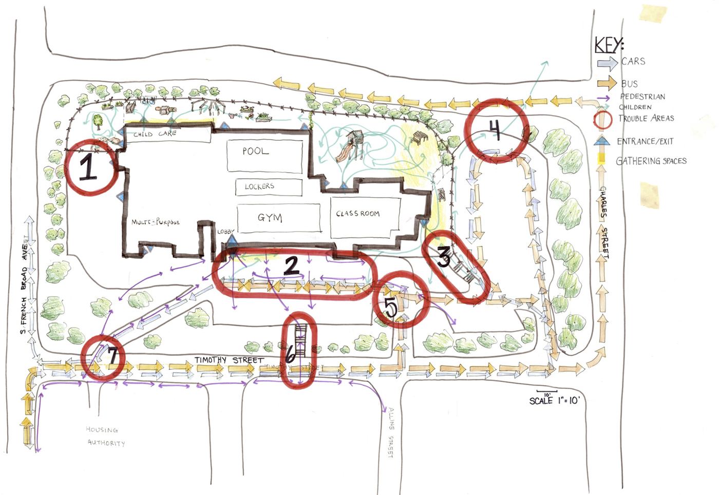 Stair Pavilion — site plan of the YWCA outdoor classroom and stair