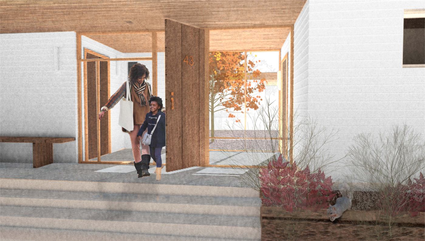Courtyard House — section through the family unit