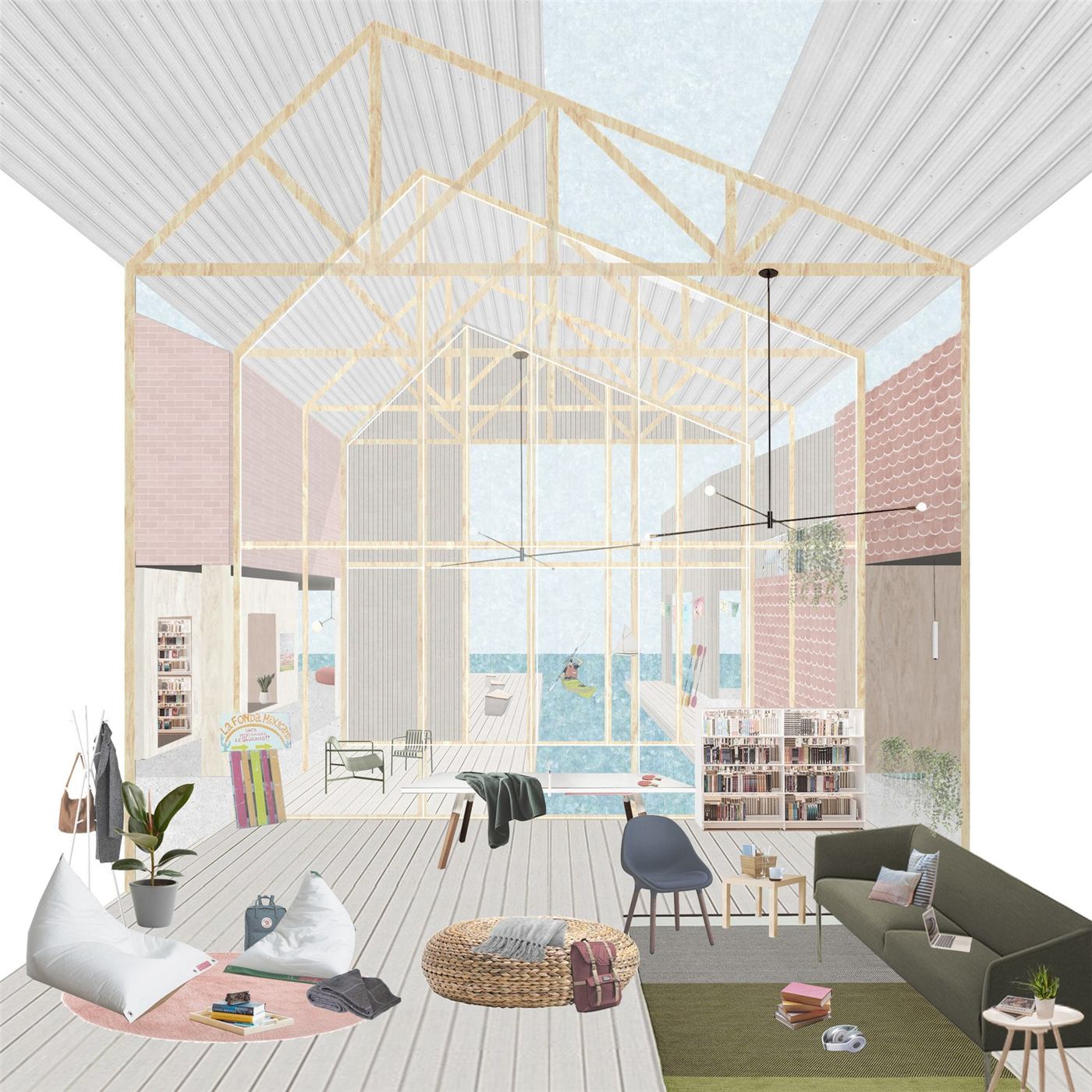 The Informal City — render of the South Lindholmen learning center boardwalk