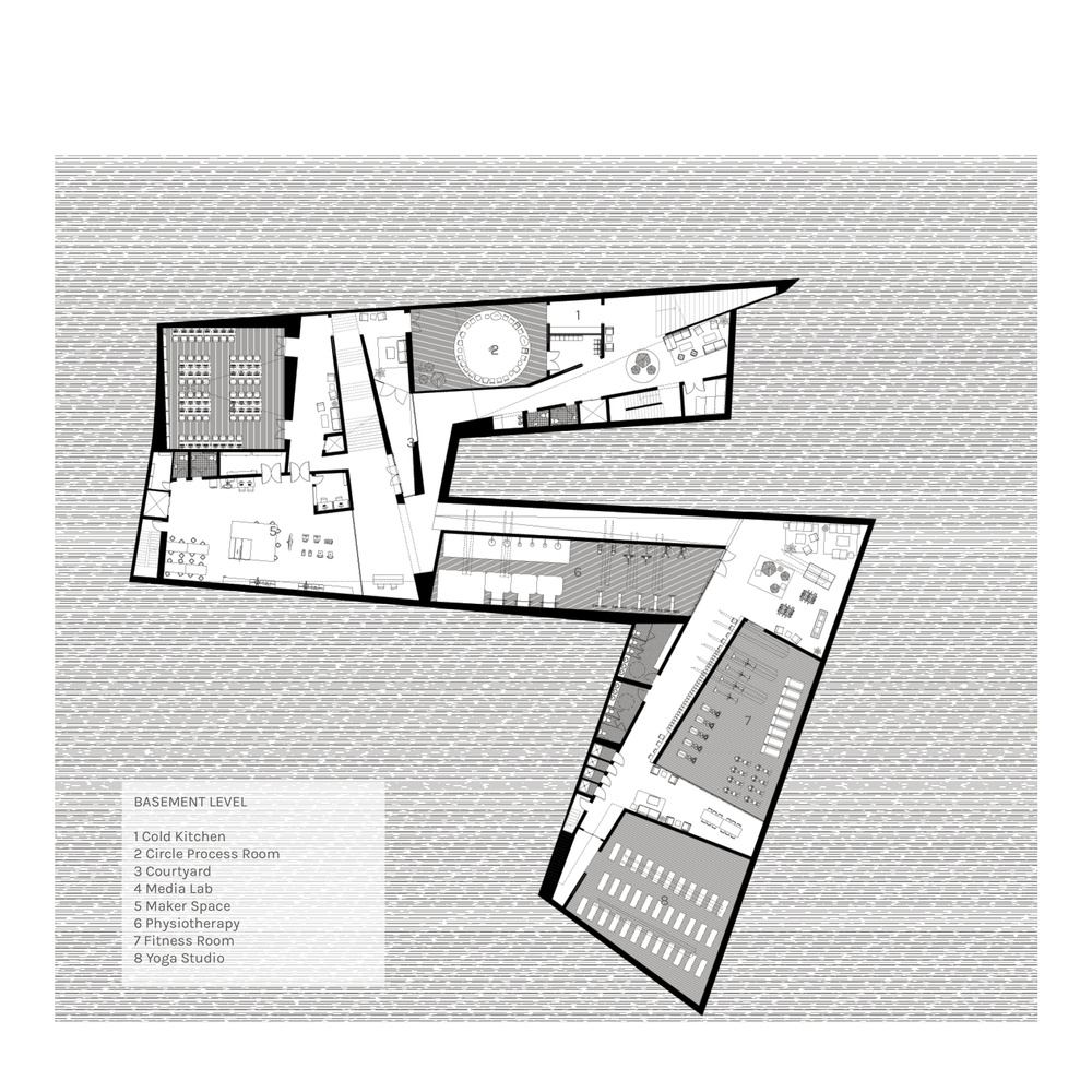 Kintsugi — upper floor plans with program legend