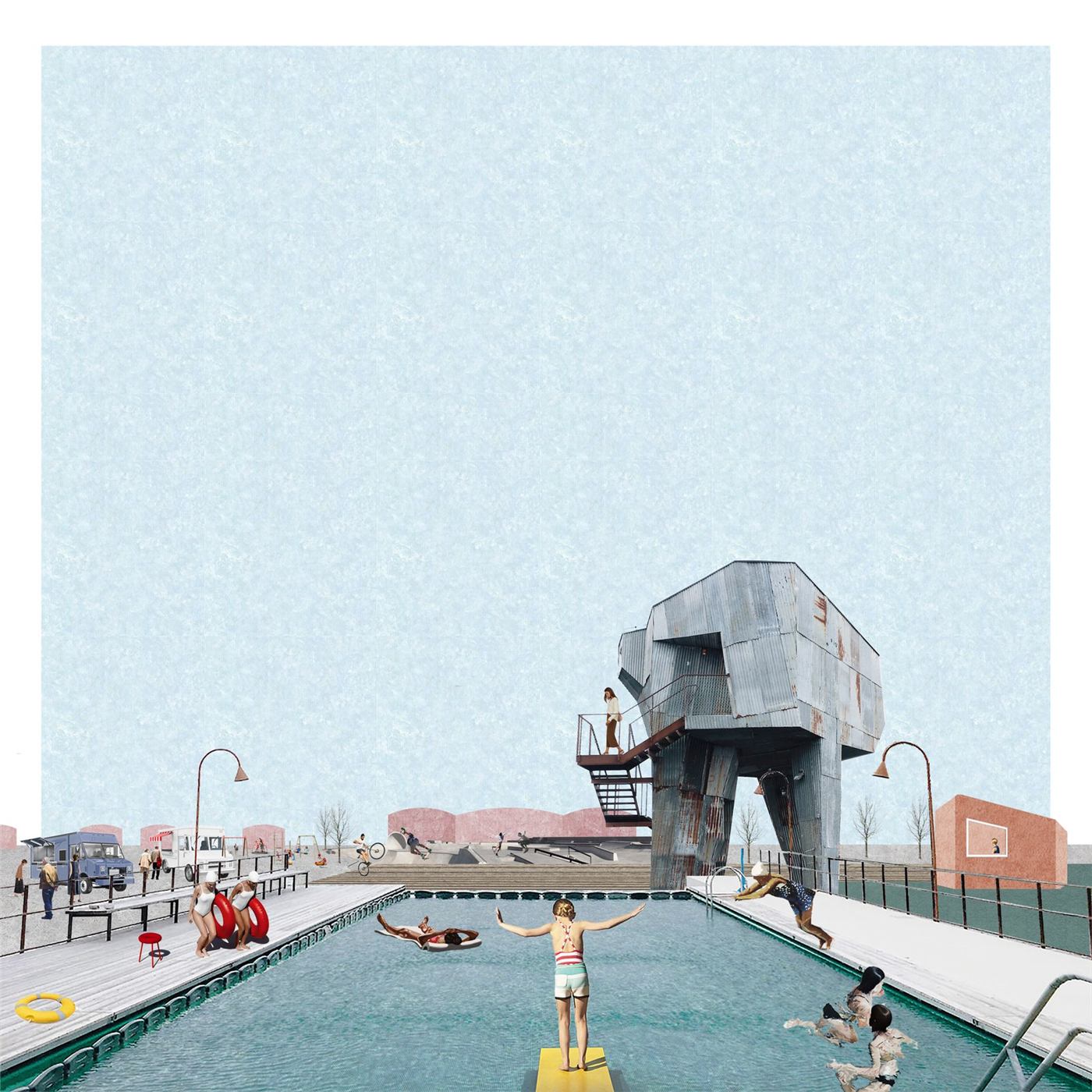 The Informal City — render of the Frihamnen floating pool