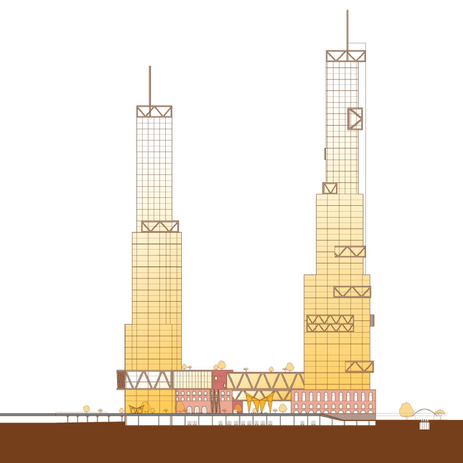 RE: Hudson Yards — section through the eastern plaza and highline extension