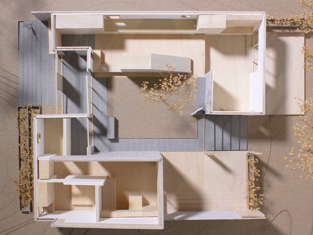 Courtyard House — physical model, aerial view