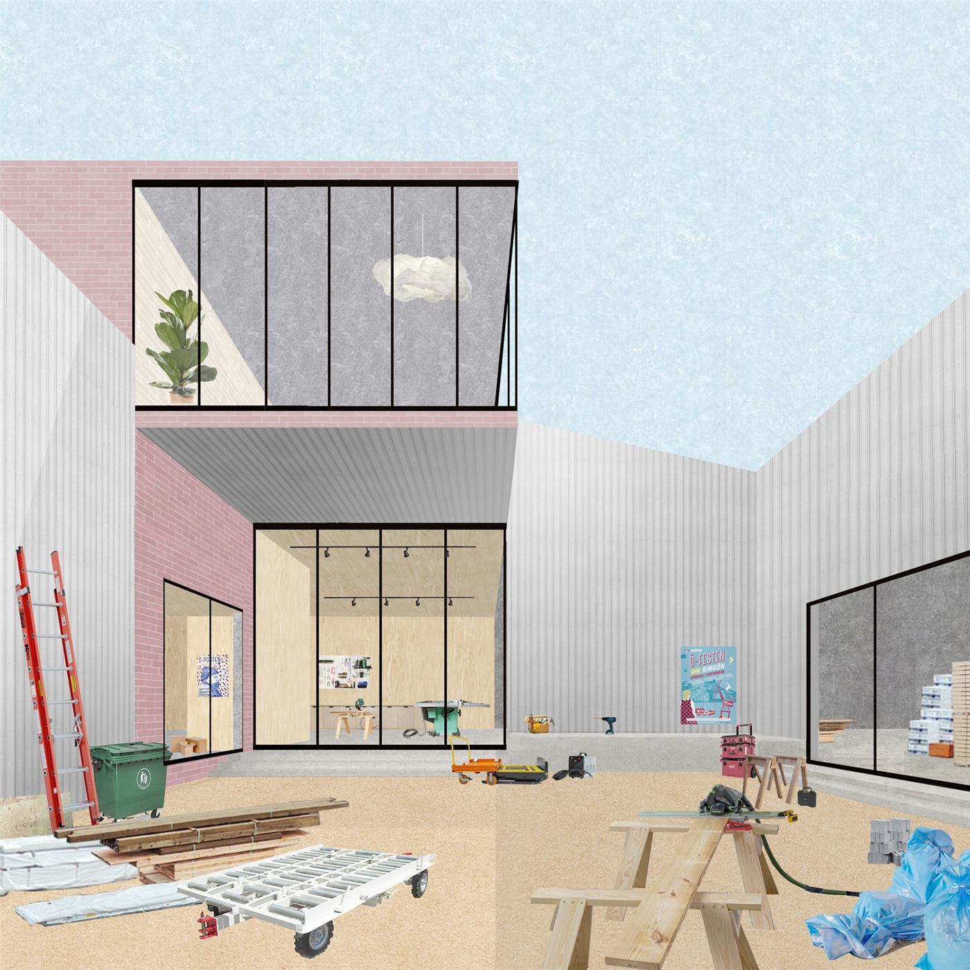 The Informal City — render of the Ringon workshop courtyard