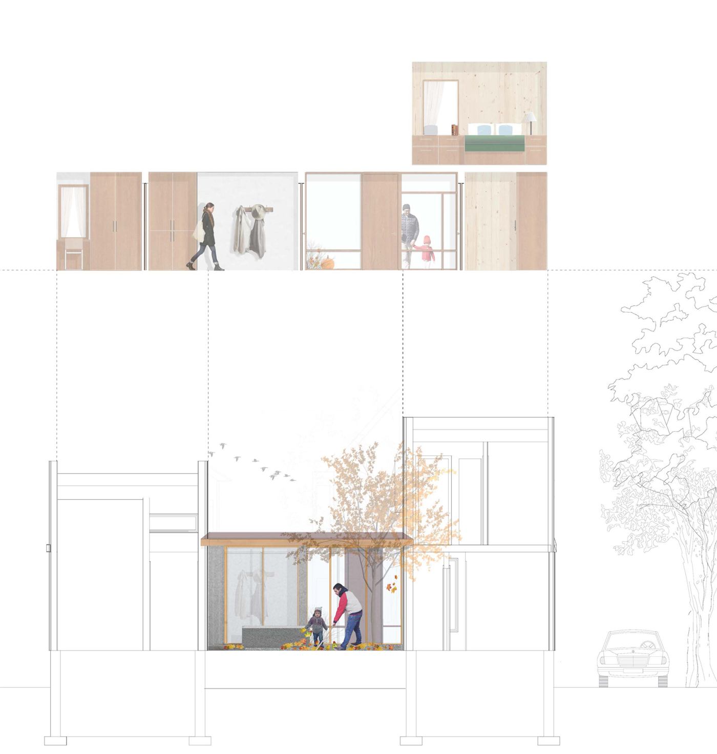 Courtyard House — seasonal section, fall