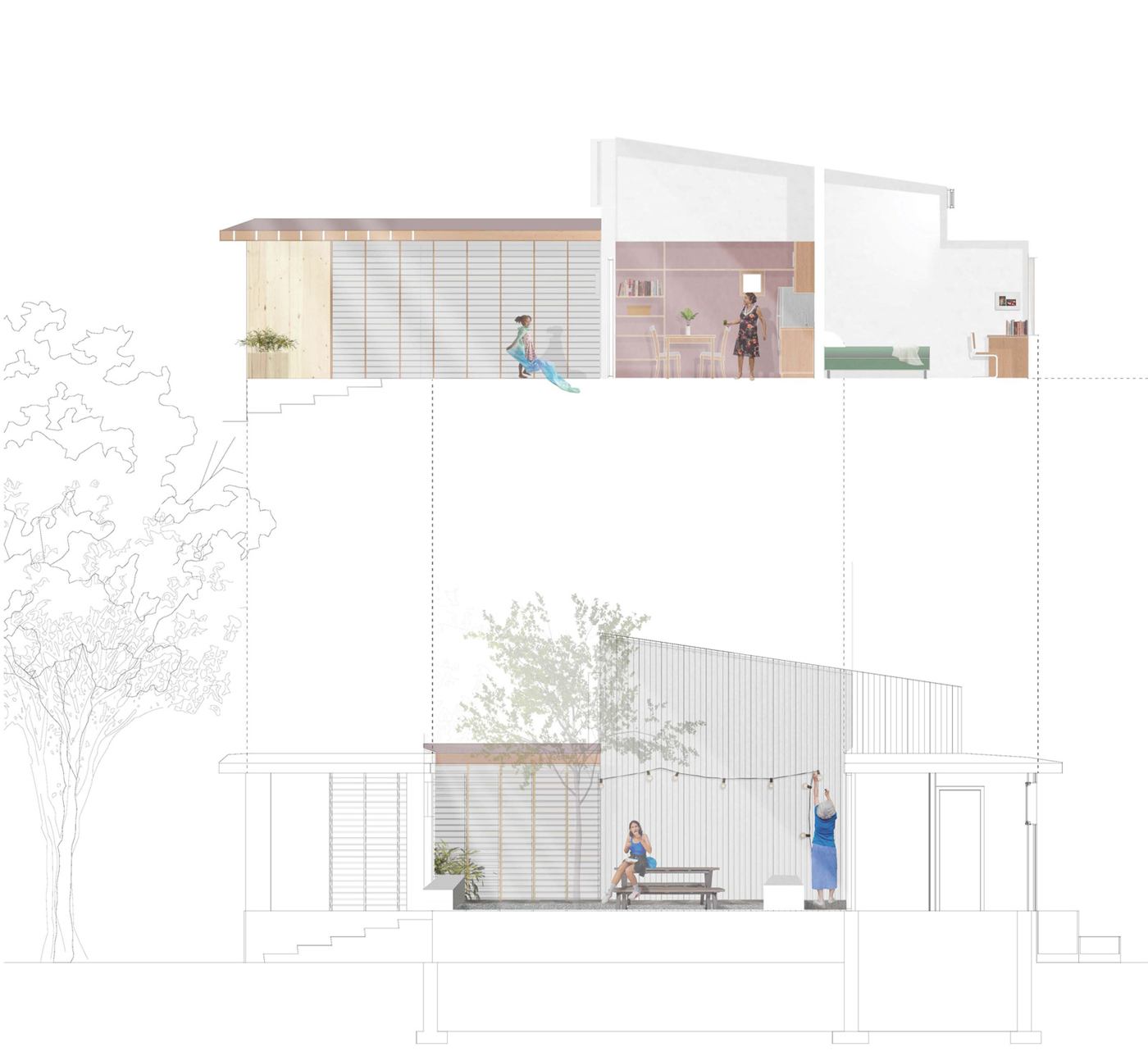 Courtyard House — seasonal section, summer