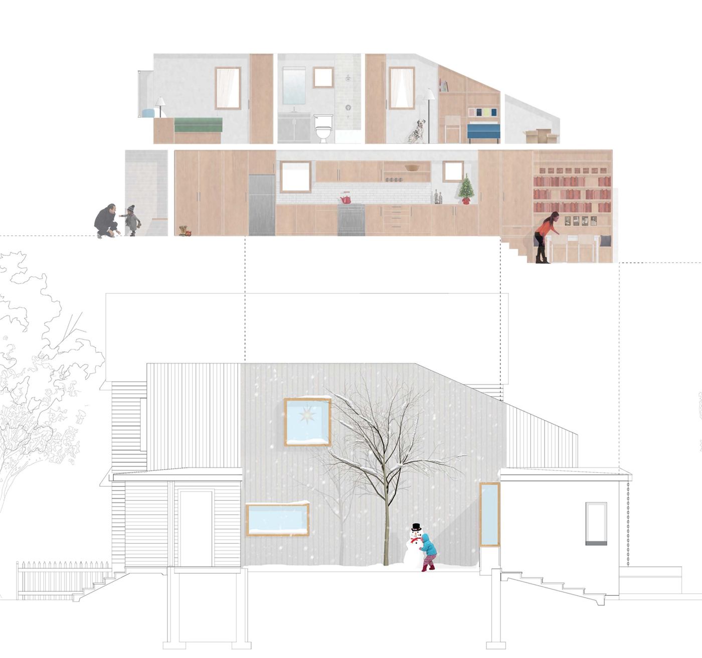 Courtyard House — seasonal section, winter