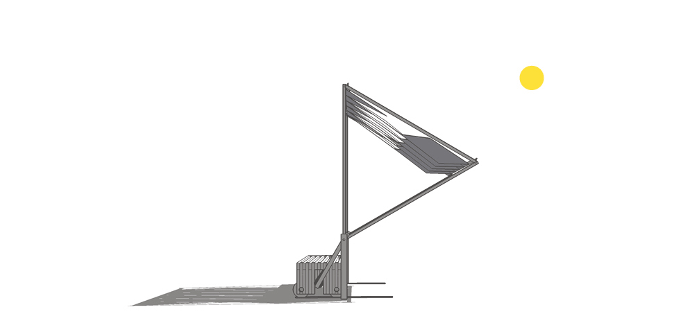 Bus Bench — animated diagram of the canopy tracking the sun